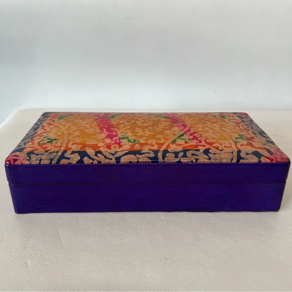 Vintage Purple Orange Decorative Jewelry Box